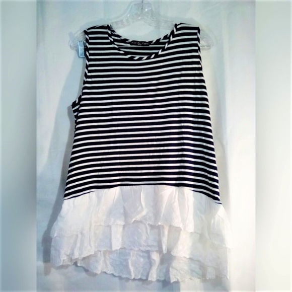 Kim & Cami Tops - Kim & Cami Top Sz L Sleeveless Navy White Stripe Kim & Cami Tops - Kim & Cami Top Sz L Sleeveless Navy White Stripe